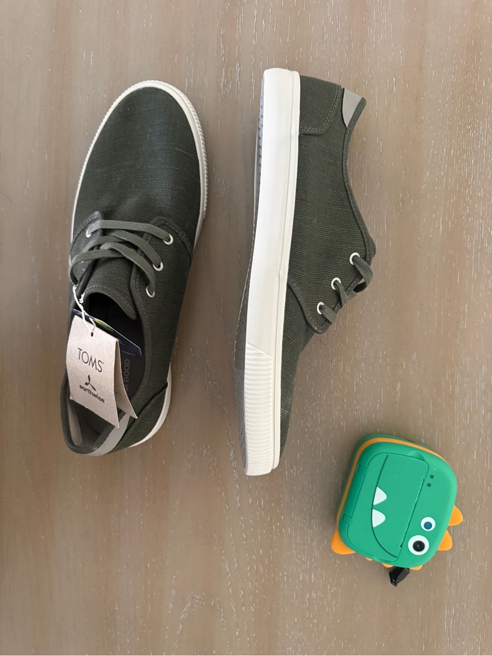 TOMS men's Olive Canvas Sneakers with White Sole